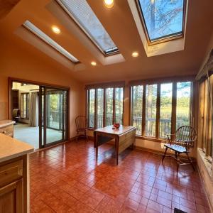 Dining area with skylights