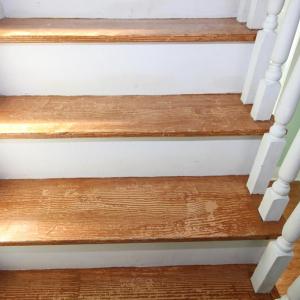 Hand painted woodgrain stairs