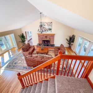 View of living area from top steps