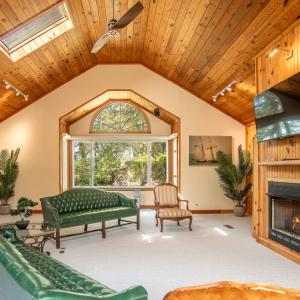 Pine paneled living room