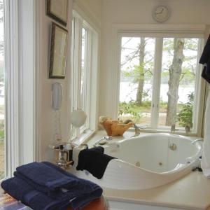 Primary bath, Creek views all around!