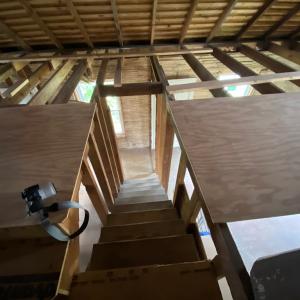 view looking down attic steps
