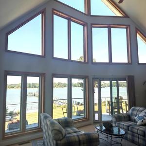 Vaulted Window, This large vaulted window allows great natural light and expansive views of the creek