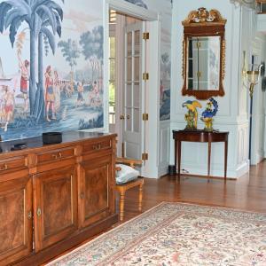 Mural, kitchen entrance, open back door