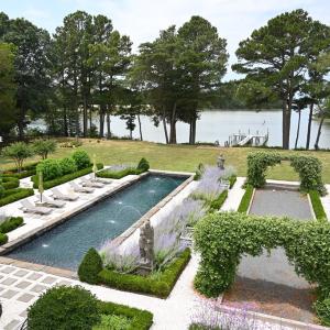 Bocce court and pool