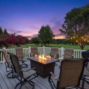 Virtual Twilight photo - AI-generated to show the potential of an evening fire.
