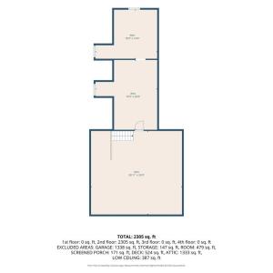 Main home, unfinished space on second floor. Walk-up stairs in the attached garage.