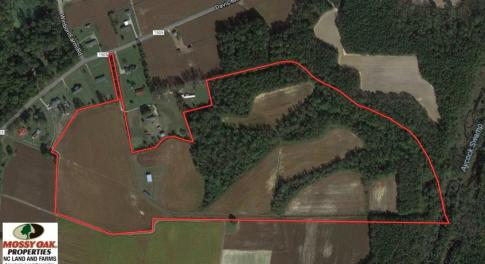 Photo of UNDER CONTRACT!  53.5 Acres of Farm and Timber Land with Building For Sale In Wayne County NC!