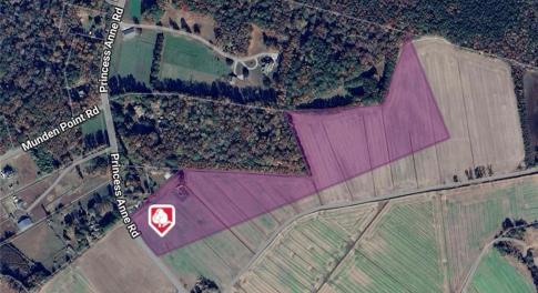 Satellite view with land highlighted