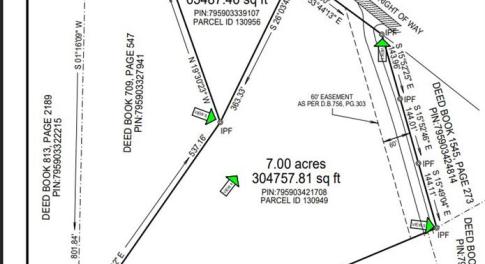 Survey for 6.99 acres MLS ID 1205393 and separate 1.50 parcel MLS ID 1205395