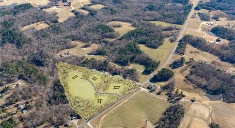 aerial with site plan overlay, multiple homesites