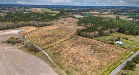Aerial view of sparsely populated area