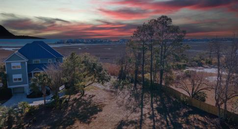 Aerial view at dusk