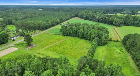 Overview of rural landscape featuring a heavily wo