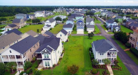 Aerial view of residential area
