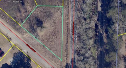 Aerial map of property and surrounding area with p