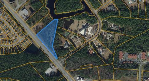 Aerial view of property's location with property p