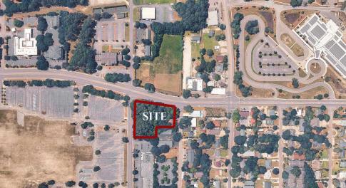 Aerial map of property and surrounding area with p