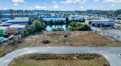 Drone / aerial view of a nearby body of water