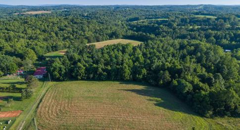 Aerial View: Blue Ridge Backdrop
